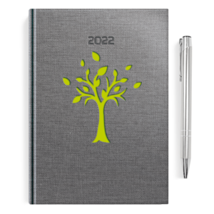 kalendarz książkowy A5 dzienny DRZEWKO SELEDYN  + długopis | PREZENT32