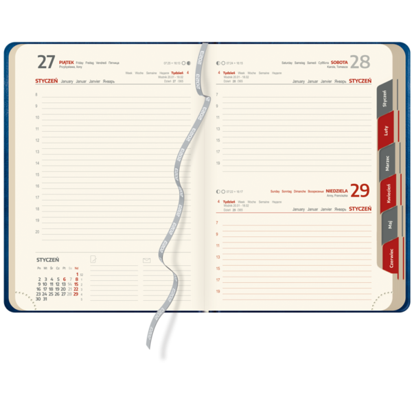 kalendarz książkowy A5 dzienny GRANAT | KK05