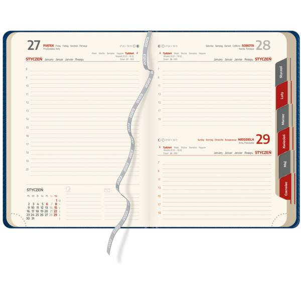 kalendarz książkowy A5 dzienny METALIZOWANY GRANAT I SREBRO | KK08