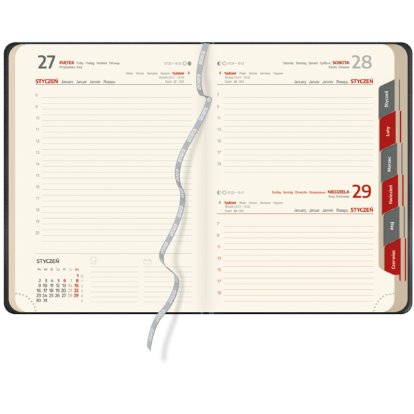 kalendarz książkowy A5 dzienny KRUCZA CZERŃ | KK21