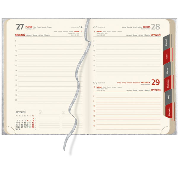 kalendarz książkowy A5 dzienny SREBRO I CZERŃ | KK33