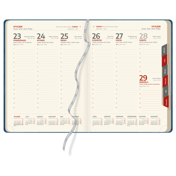 kalendarz książkowy A4 tygodniowy AKSAMITNY GRANAT | KK49