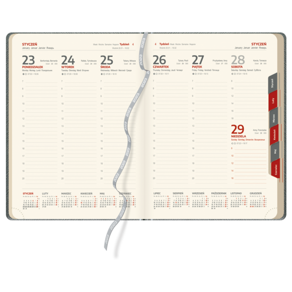 kalendarz książkowy A4 tygodniowy METALIZOWANY GRAFIT  | KK52
