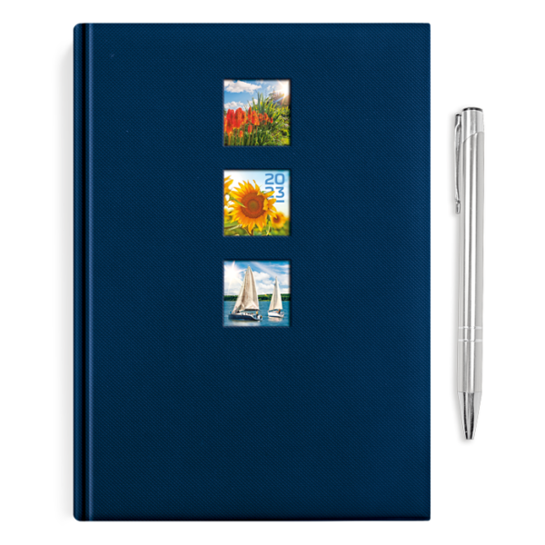 kalendarz książkowy A5 dzienny MATOWY GRANAT + długopis | PREZENT23