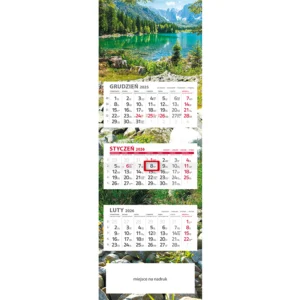 Kalendarz trójdzielny panoramiczny TATRY | PAN105