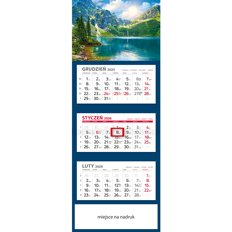 Kalendarz trójdzielny MORSKIE OKO | T88