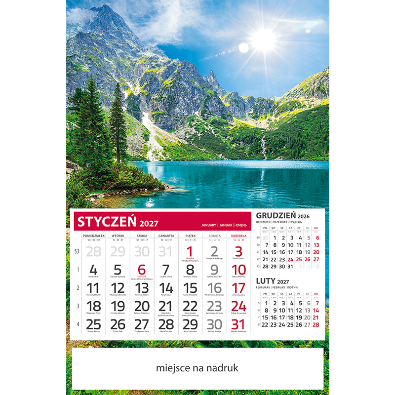 Kalendarz jednodzielny tani 4 TATRY | TT106
